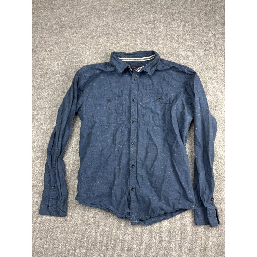 Stoic Shirt‎ Mens Medium Blue Long Sleeve Button Up Cotton Casual Speckled Top